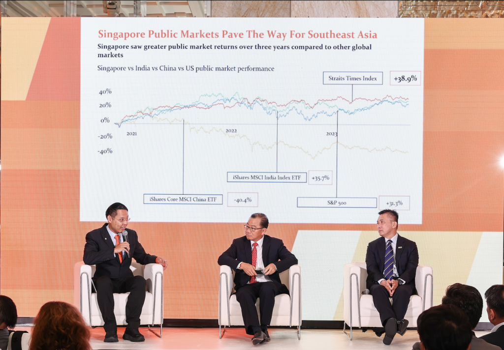 Photo from our sixth Annual Founders and Limited Partners Summit earlier this month. L-R: Yinglan Tan, Speaker of the House of Representatives of Singapore Seah Kian Peng, SGX CEO Loh Boon Chye