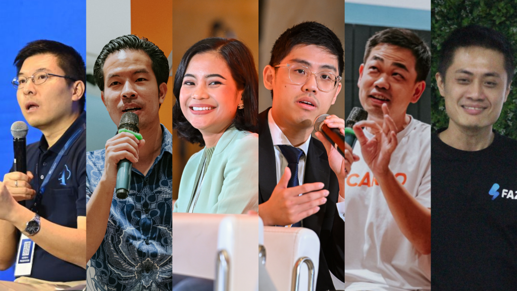 L-R: AwanTunai CEO Dino Setiawan, Super CEO Steven Wongsoredjo, Pinhome CEO Dayu Dara Permata, Ajaib CEO Anderson Sumarli, Carro CEO Aaron Tan, Fazz Group Deputy CEO Tianwei Liu