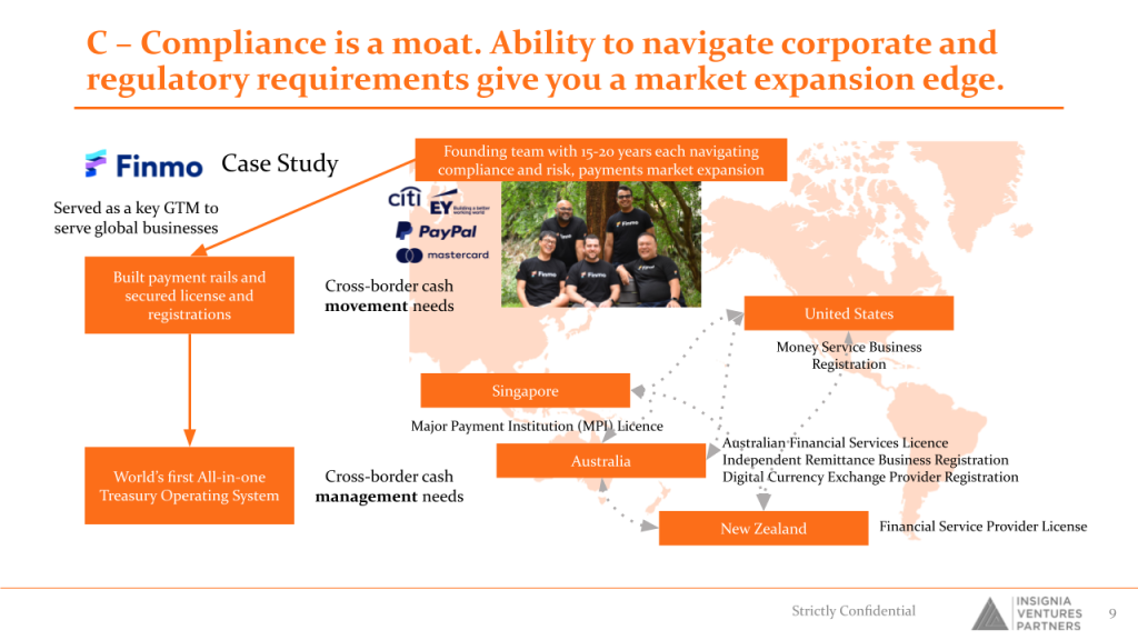 C – Compliance is a moat. Ability to navigate corporate and regulatory requirements give you a market expansion edge.